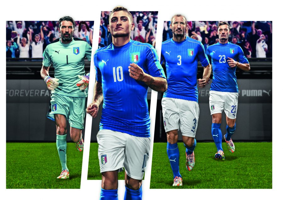 Maillot Italie domicile Puma présenté par Marco Verratti