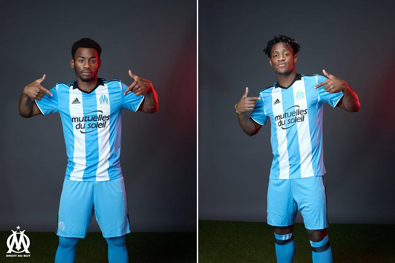 Nkoudou et Batshuayi avec le maillot third de l'OM 2016-17