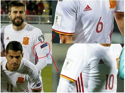 Le maillot de l'Espagne extérieur porté par Gerard Piqué en Albanie