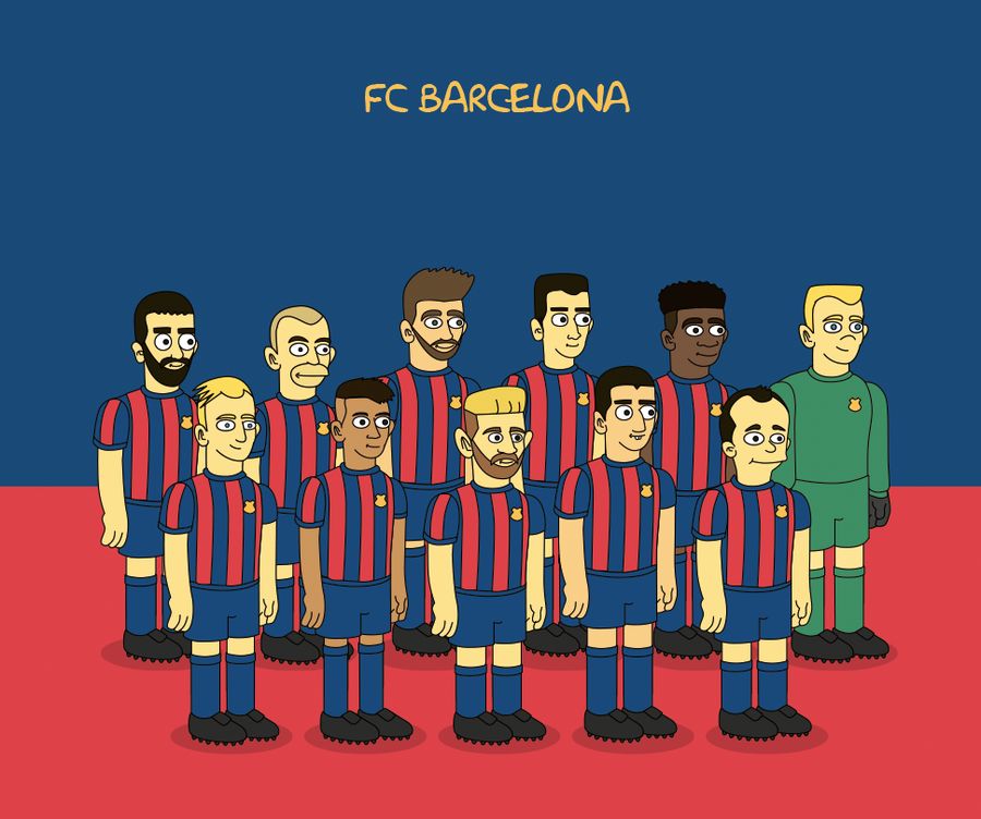 Maillot FC Barcelone revisité par les Simpson