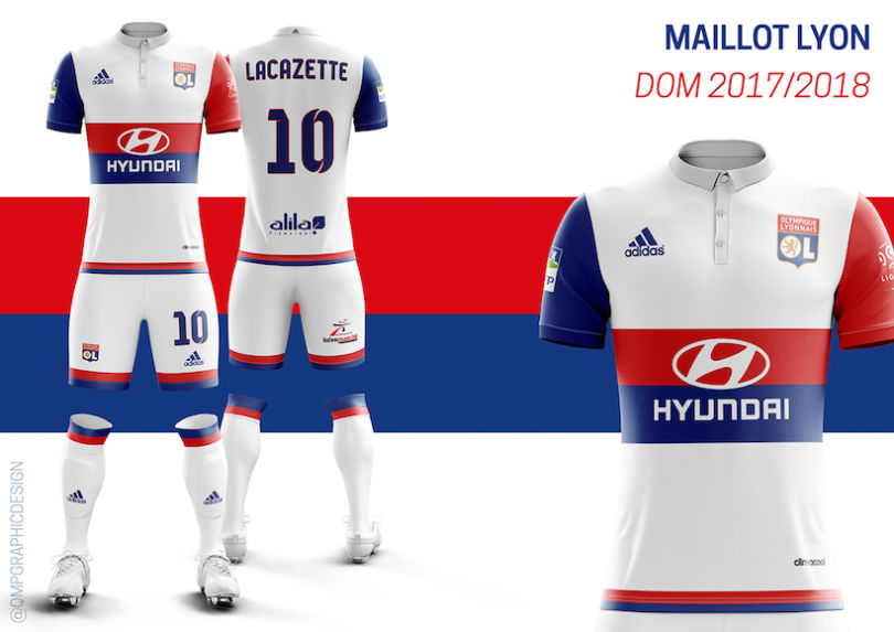 Le maillot domicile de l'OL 2017-2018 version Quentin Martins Pereira