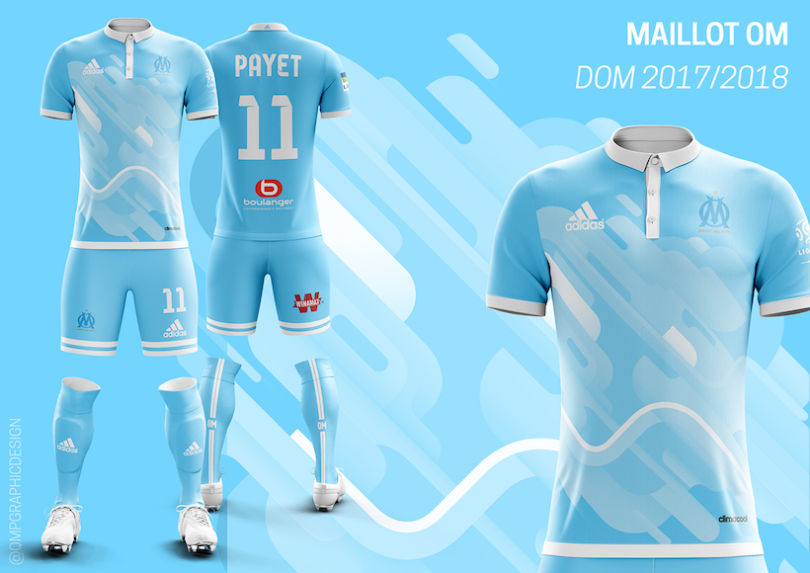 Le maillot domicile de l'OM 2017-2018 version Quentin Martins Pereira