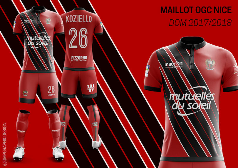 Le maillot domicile de l'OGC Nice 2017-2018 version Quentin Martins Pereira